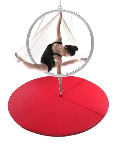 Pole Dance Matte Übungs-Crashmatte für Lyra-Hoop-Stangentanz, 1"/2" Dick Sicherheits-Crashmatten für Tanzstangen, Zusammenklappbare Tragbare Yogamatte für Aerial-Hoop-Tumbling(Color:Red,Size:180cmx5cm von CMYUN