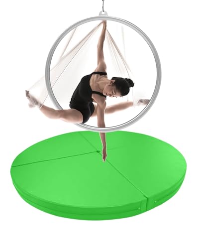 Pole Dance Matte Übungs-Crashmatte für Lyra-Hoop-Stangentanz, 1"/2" Dick Sicherheits-Crashmatten für Tanzstangen, Zusammenklappbare Tragbare Yogamatte für Aerial-Hoop-Tumbling(Color:Green,Size:140cmx3 von CMYUN
