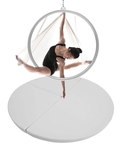Pole Dance Matte Übungs-Crashmatte für Lyra-Hoop-Stangentanz, 1"/2" Dick Sicherheits-Crashmatten für Tanzstangen, Zusammenklappbare Tragbare Yogamatte für Aerial-Hoop-Tumbling(Color:White,Size:120cmx5 von CMYUN