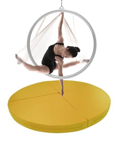 Pole Dance Matte Übungs-Crashmatte für Lyra-Hoop-Stangentanz, 1"/2" Dick Sicherheits-Crashmatten für Tanzstangen, Zusammenklappbare Tragbare Yogamatte für Aerial-Hoop-Tumbling(Color:Yellow,Size:180cmx von CMYUN