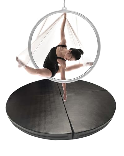Pole Dance Matte Übungs-Crashmatte für Lyra-Hoop-Stangentanz, 1"/2" Dick Sicherheits-Crashmatten für Tanzstangen, Zusammenklappbare Tragbare Yogamatte für Aerial-Hoop-Tumbling(Color:Black,Size:140cmx5 von CMYUN