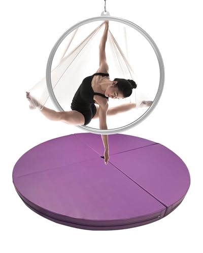 Pole Dance Matte Übungs-Crashmatte für Lyra-Hoop-Stangentanz, 1"/2" Dick Sicherheits-Crashmatten für Tanzstangen, Zusammenklappbare Tragbare Yogamatte für Aerial-Hoop-Tumbling(Color:Purple,Size:180cmx von CMYUN