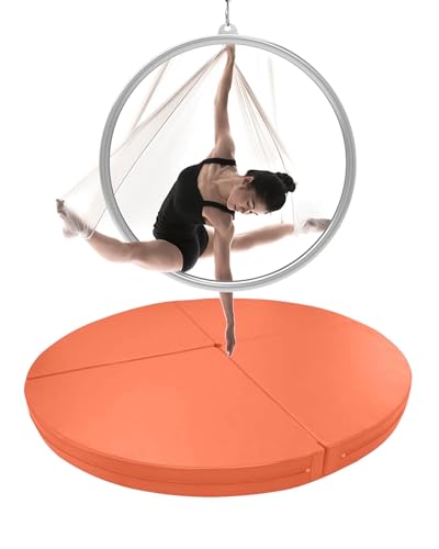 Pole Dance Matte Übungs-Crashmatte für Lyra-Hoop-Stangentanz, 1"/2" Dick Sicherheits-Crashmatten für Tanzstangen, Zusammenklappbare Tragbare Yogamatte für Aerial-Hoop-Tumbling(Color:Orange,Size:160cmx von CMYUN