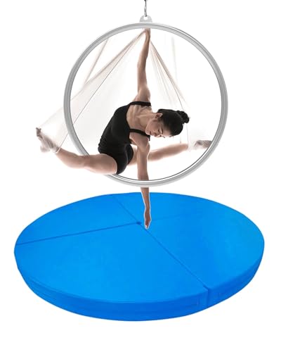 Pole Dance Matte Übungs-Crashmatte für Lyra-Hoop-Stangentanz, 1"/2" Dick Sicherheits-Crashmatten für Tanzstangen, Zusammenklappbare Tragbare Yogamatte für Aerial-Hoop-Tumbling(Color:Blue,Size:150cmx3c von CMYUN