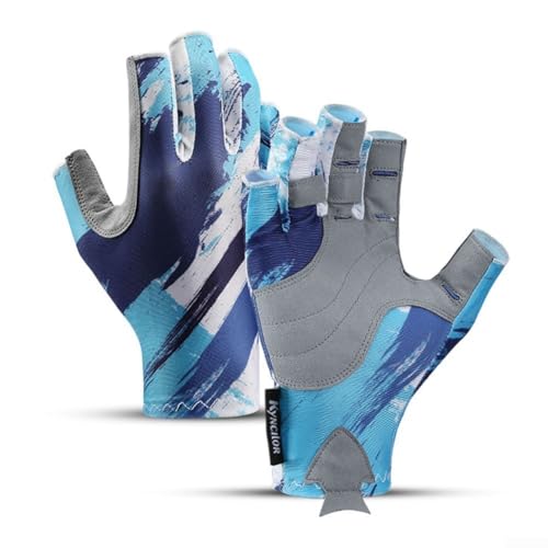 CNANRNANC Rutschfeste, dünne Handschuhe zum Angeln und Radfahren, Feuchtigkeitsaufnahme und hautfreundliches Material (Größe XL, Blau) von CNANRNANC