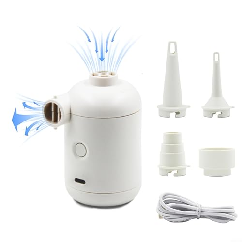 Schnelle und zuverlässige elektrische Luftpumpe für aufblasbare Gegenstände, 4 Düsen für den Einsatz (Weiß) von CNANRNANC
