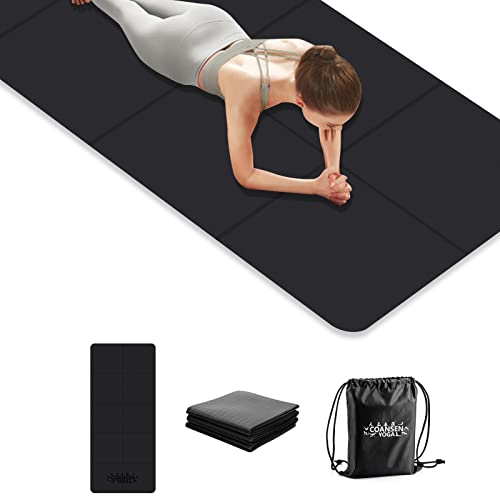 COANSEN Yoga Matte 183x80x0.6cm Gymnastikmatte für Fitness Reise Yogamatte Faltbar,Rutschfest aus TPE Sportmatte für Reise,Yoga,Pilates(Schwarz) von COANSEN