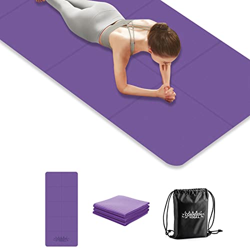 COANSEN Yoga Matte 183x80x0.6cm Gymnastikmatte für Fitness reise Yogamatte faltbar,rutschfest aus TPE,Übungsmatte Sportmatte für Reise,Yoga,Pilates(Lila) von COANSEN