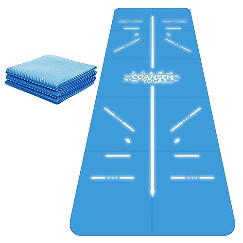 COANSEN Yogamatte,Gymnastikmatte Faltbar 183x61x0.6cm rutschfest aus TPE,für Zuhause oder Outdoor-Fitnessmatte,Trainingsmatte,Turnmatte(Blau) von COANSEN