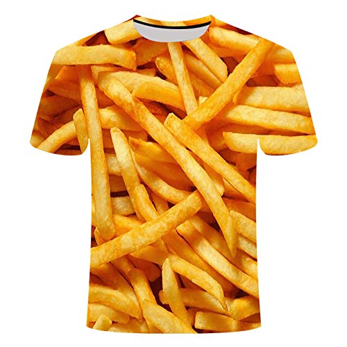 COAOBO T-Shirts Essen Pommes Muster Sommer 3D-Druck T-Shirts Neuheit Kurzarm T-Shirt für Männer Frauen-4XL COAOBO T-Shirts Essen Pommes Muster Sommer 3D-Druck T-Shirts Neuheit Kurzarm T-Shirt für Männer Frauen-4XL von COAOBO