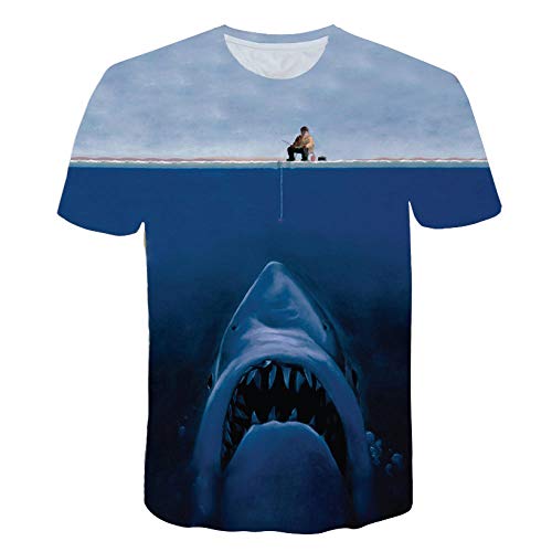 COAOBO Unisex 3D Blue Tierhai Muster Sommer 3D Print T-Shirts Neuheit Kurzarm T-Shirt für Männer Frauen-4XL COAOBO Unisex 3D Blue Tierhai Muster Sommer 3D Print T-Shirts Neuheit Kurzarm T-Shirt für Männer Frauen-4XL von COAOBO