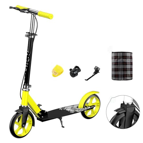Kompakter Tretroller für Teenager – Zweirädriger, zusammenklappbarer Micro-Scooter im Schweizer Design für Kinder mit leichtgängigen, großen Rädern für Kinder ab 6 Jahren (Color : Yellow) von COCZOO
