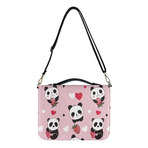 COEQINE Große Bibelhüllen für Frauen, niedliche Bibelbuch-Tragetasche mit Panda-Erdbeer-Muster für Mädchen, Weihnachtsgeschenk, niedliche, tragbare Bibeltasche, christliche Tasche mit Schultergurt, von COEQINE