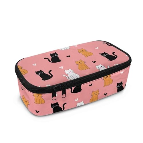 COEQINE Kawaii Federmäppchen für Mädchen 10-12 Große Kapazität Federmäppchen Große Federtasche Stifttasche für Schule, Rosa süße Katzen, Einheitsgröße, Taschen-Organizer von COEQINE