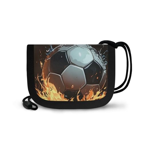 COEQINE Kinder-Geldbörse für Jungen im Alter von 5–7 Jahren, Fußball-Druck, coole Halsgeldbörse für Herren, dreifach faltbar, Sport, Reisen, kleine Mini-Geldtasche mit Geldtasche für Sport, Arbeit, von COEQINE