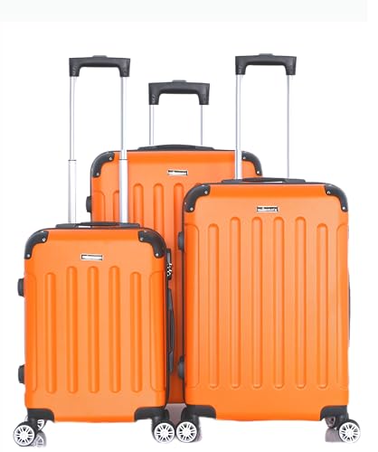 COFI 1453 Reisekoffer Koffer 3 TLG Hartschale Trolley Set Kofferset Handgepäck Gepäck Reisetasche Orange von COFI 1453