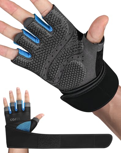 COFIT Fitness Handschuhe für Damen und Herren, Atmungsaktive Trainingshandschuhe rutschfeste Gewichtheben Handschuhe mit Handgelenk Unterstützung für Gym Übung, Krafttraining, Bodybuilding - Blau XL von COFIT