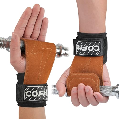 COFIT Handgelenkriemen für Gewichtheben, Workout Handgelenkbandagen, Zughilfen für Krafttraining, Kreuzheben Gurte, Verbesserte Griffigkeit für Hand und Handgelenkschutz - Braun von COFIT