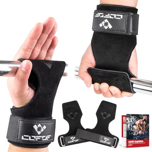 COFOF Zughilfen Leder, Lifting Straps für Bodybuilding, Gewichtheben, Krafttraining & Fitness, Speziell Entwickelt für schwere Gewichte, Profi Zughilfen krafttraining für Frauen und Männer (Schwarz) COFOF Zughilfen Leder, Lifting Straps für Bodybuilding, Gewichtheben, Krafttraining & Fitness, Speziell Entwickelt für schwere Gewichte, Profi Zughilfen krafttraining für Frauen und Männer (Schwarz) von COFOF