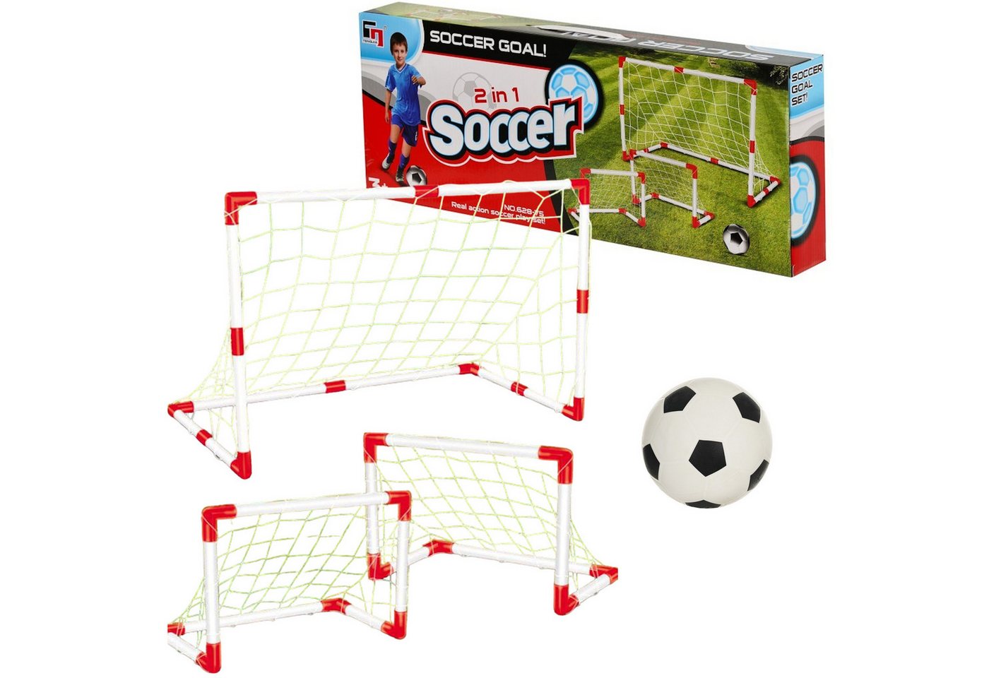 COIL Fußballtor Fußballset 2in1, Fußball für Kinder, Trainingsset, Netz mit Tor, großes Tor oder 2 kleinere + Ball + Pumpe, ab 3 Jahren COIL Fußballtor Fußballset 2in1, Fußball für Kinder, Trainingsset, Netz mit Tor, großes Tor oder 2 kleinere + Ball + Pumpe, ab 3 Jahren von COIL