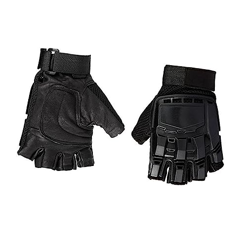 COLLBATH 1 Paar Halbfinger Fahrradhandschuhe Für Herren Und Damen Atmungsaktiv Und Stoßfest Leder Taktische Handschuhe Schwarz Größe L Ideal Für Sport Und Outdoor Aktivitäten von COLLBATH