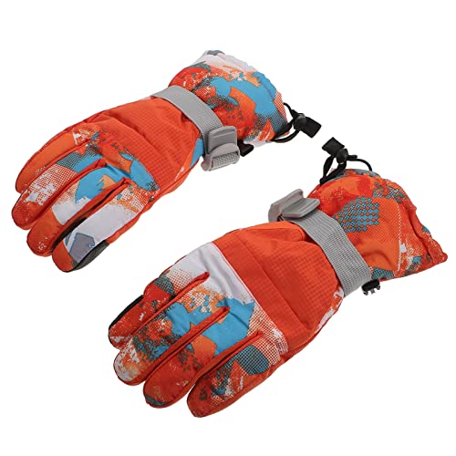 COLLBATH 1 Paar Skihandschuhe Ski-Maske Brille Handschuhe für den Winter Schnee kalt thermohandschuhe Thermal Gloves fahrradhandschuhe Fahrhandschuhe Campinghandschuhe Baumwolle Orange von COLLBATH