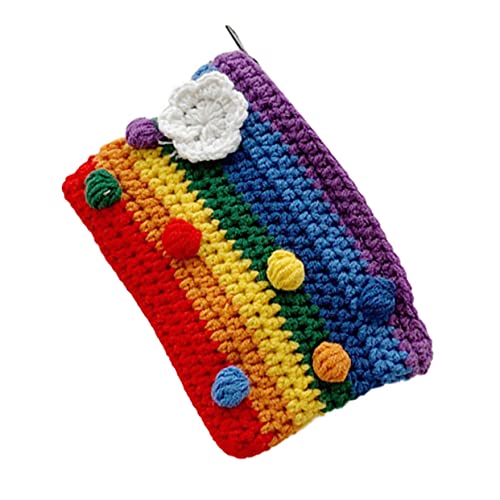 COLLBATH 1Stk Geldbeutel Regenbogen gestrickte Handtasche gehäkelte Geldbörse gestrickte Geldbörse Reise-Kulturbeutel gewebesäcke geflochtene Tasche Wechseltasche Bunte Tasche Garn Colorful von COLLBATH