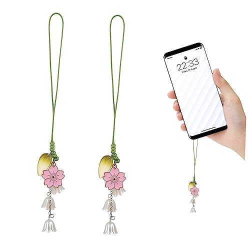 COLLBATH 2 Stück Handy Armband Anhänger Handtaschen Charm Handy Armband Anhänger Blumen Handy Anhänger Perlen Handy Charms Handy Lanyard Handgelenk Handy Tasche Rosa Glasblumen + von COLLBATH