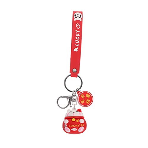 COLLBATH Glückskatze Schlüsselanhänger japanisch Glücksschlüsselanhänger Kawaii Keychain Kawaii schlüsselanhänger Tasche Anhänger Katze Schlüsselanhänger Katzenschlüsselring für Telefon rot von COLLBATH