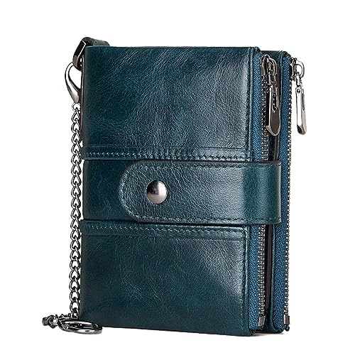 COLLBATH Retro Leder Geldbörse Für Herren Mit Multifunktionale Clutch Mit Reißverschluss Handlicher Kartenhalter Und ünzfach Blau Ideal Für Business Und Freizeit von COLLBATH