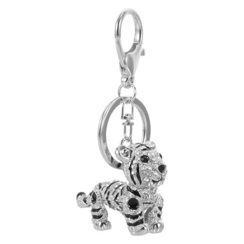 COLLBATH Tiger Schlüsselanhänger Schlüsselanhänger-Charm Geldbörse Mit Taschenanhänger Reize Zubehör Beutel Quaste Dekore Münze Fanny Auto- Plüsch Geldbörsen Bar Strasssteine Silver von COLLBATH