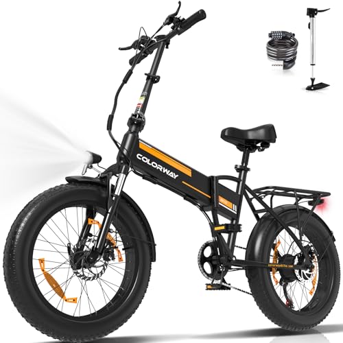 COLORWAY BK10 Elektrofahrrad für Erwachsene, 20x 4,0 Zoll, faltbares EBike, Pendler-Stadtrad mit 250W Motor und 36V 12Ah Akku, mit Tretunterstützung, 2 Fahrmodi, Doppelscheibenbremse. von COLORWAY