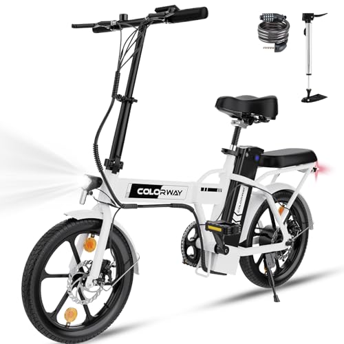 COLORWAY BK5M Faltbares Elektrofahrrad für Erwachsene, tragbares 16 Zoll EBike, Elektrofahrräder mit Tretunterstützung, 2 Fahrmodi, Pedelec mit 36V 8,4Ah Akku, Rennrad mit 250W Motor,Faltrad,Weiß COLORWAY BK5M Faltbares Elektrofahrrad für Erwachsene, tragbares 16 Zoll EBike, Elektrofahrräder mit Tretunterstützung, 2 Fahrmodi, Pedelec mit 36V 8,4Ah Akku, Rennrad mit 250W Motor,Faltrad,Weiß von COLORWAY
