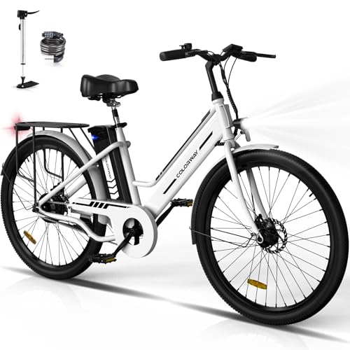 COLORWAY BK8 Elektrofahrrad, 26"×2,35" Pendler-EBike mit herausnehmbarem 36V 12Ah Akku, LED-Display, 250W Motor, Doppelscheibenbremse, Elektrofahrrad für Jugendliche und Erwachsene. von COLORWAY