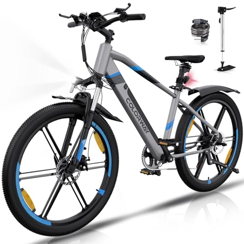 COLORWAY E Bike Herren Damen Elektrofahrräder 26 x 2,35 Zoll 250W Motor 36V 12Ah herausnehmbarer Akku EBike, Höchstgeschwindigkeit 25 km/h, E Mountainbike Ausdauer 35-90KM COLORWAY E Bike Herren Damen Elektrofahrräder 26 x 2,35 Zoll 250W Motor 36V 12Ah herausnehmbarer Akku EBike, Höchstgeschwindigkeit 25 km/h, E Mountainbike Ausdauer 35-90KM von COLORWAY