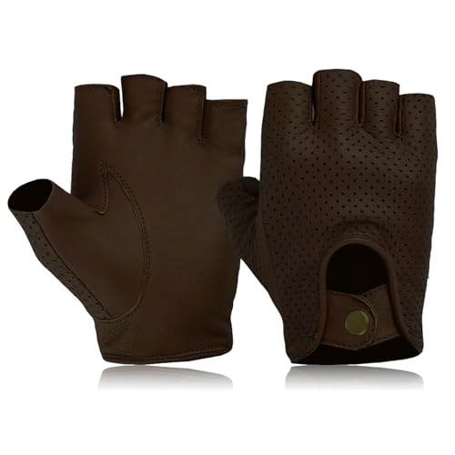 COLOURLINX Fingerlose Handschuhe aus echtem Leder, Uni, Halbfinger, Outdoor-Sport, Fitnessstudio, Biker, Radfahren, Motorrad, Rollstuhl, Dunkelbraun, Größe M COLOURLINX Fingerlose Handschuhe aus echtem Leder, Uni, Halbfinger, Outdoor-Sport, Fitnessstudio, Biker, Radfahren, Motorrad, Rollstuhl, Dunkelbraun, Größe M von COLOURLINX