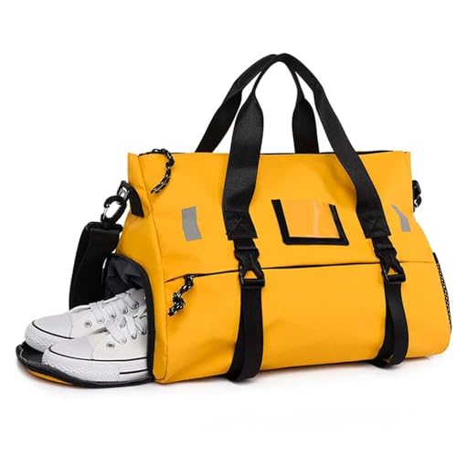 COLseller Reisetasche Damen Sporttasche Handgepäck Tasche Weekender Bag Travel Bag mit Kulturtasche Schuhfach für Flugzeug Reisen,Yellow von COLseller