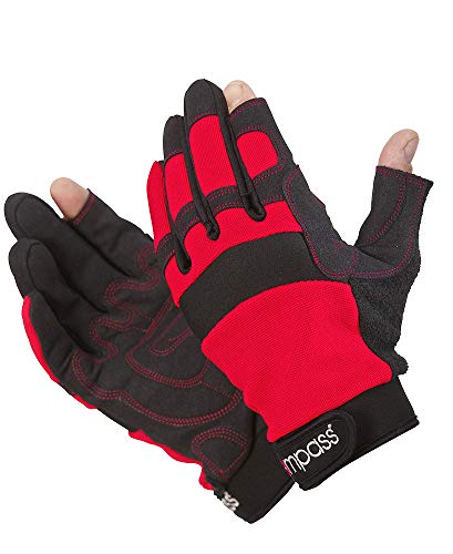 COMPASS Segler Handschuh Pro 2 Kurze Finger, 3 Lange Finger Farbe rot/schwarz, Größe H: 10 von COMPASS