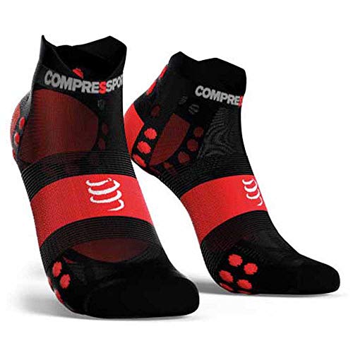 COMPRESSPORT Pro Racing Socks v3.0 Ultralight Run Low Leichte Laufsocken, schwarz/rot, T1 von COMPRESSPORT