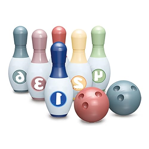 COMTERVI Bowling-Set für, 6 Kegel und Bowlingkugeln, Spielzeug für die Frühe Entwicklung, Aktivität Im Innen- und Außenbereich, Motorikspiel, Spielzeug für Babys und von COMTERVI