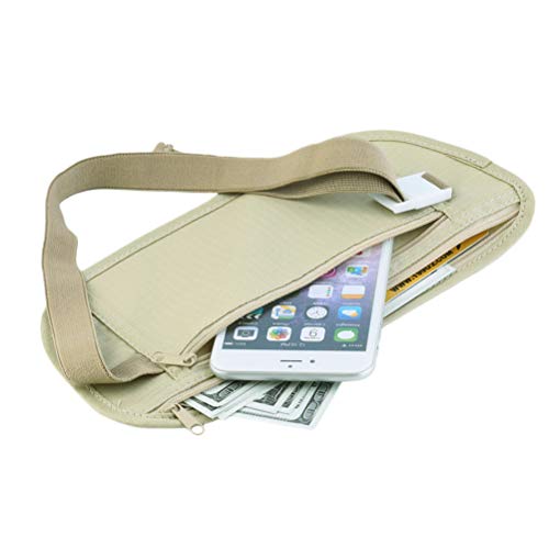 Comtervi Premium Fanny Pack, flache Tasche mit Reißverschluss, Ultra Safe + extra flach, Damen und Herren khaki von COMTERVI