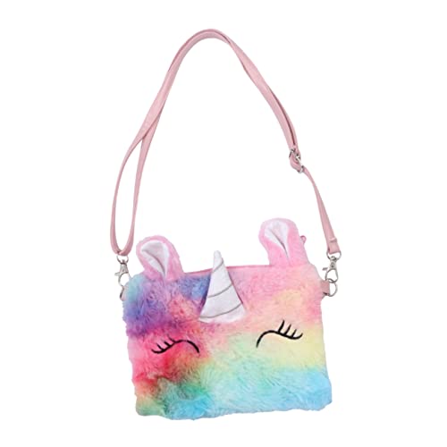 CONGARTENO 1stk Einhorn-plüsch-umhängetasche Cartoon-geldbörse Einhorn Tasche Fuzzy Geldbörse Niedlich Pelzige Handtasche Schultertasche Cartoon-Mini-umhängetasche Handy-geldbörse Colorful Pu von CONGARTENO