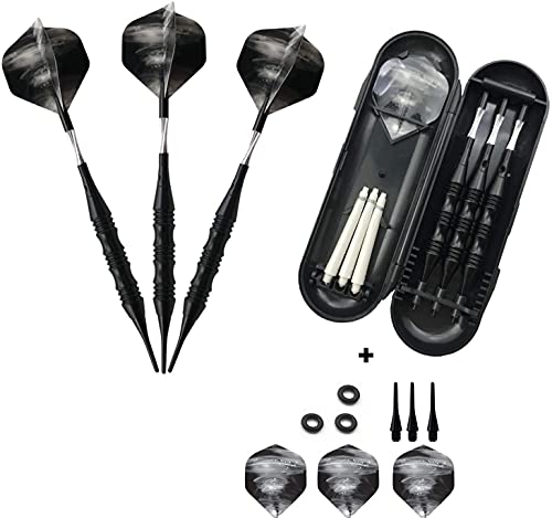 Exquisites 20 g DartSet mit weicher Spitze, Hartschalenkoffer, 3 schwarz beschichtete Eisenfässer, 3 AluminiumSchäfte, 3 KunststoffFlügel, Aufenthaltsraum, Bar und Spielzimmer für Anfänger oder von COOCOOL