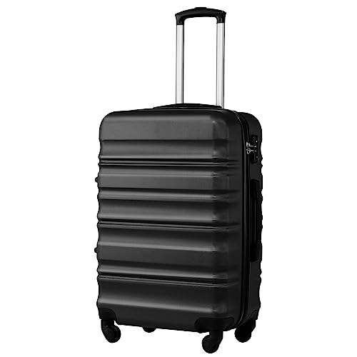 COOLIFE Hartschalen-Koffer Trolley Rollkoffer Reisekoffer mit TSA-Schloss und 4 Rollen (Schwarz, Handgepäck) von COOLIFE
