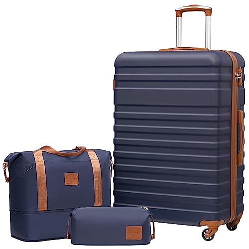 COOLIFE Koffer Trolley Koffer Reisekoffer von ABS Hartschalen Trolley 4 Rollen TSA-Schloss Der Koffer Enthält 1 Reisetasche und 1 Kulturbeutel von COOLIFE