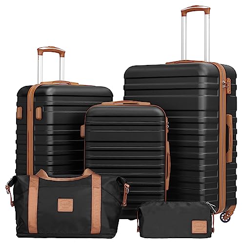 COOLIFE Koffer Trolley Koffer Reisekoffer von ABS Hartschalen Trolley 4 Rollen TSA-Schloss Der Koffer Enthält 1 Reisetasche und 1 Kulturbeutel von COOLIFE