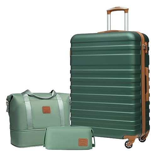 COOLIFE Koffer Trolley Koffer Reisekoffer von ABS Hartschalen Trolley 4 Rollen TSA-Schloss Der Koffer Enthält 1 Reisetasche und 1 Kulturbeutel von COOLIFE