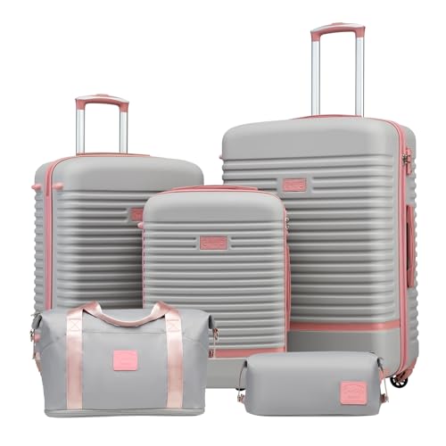 COOLIFE Koffer Trolley Koffer Reisekoffer von ABS Hartschalen Trolley 4 Rollen TSA-Schloss Der Koffer Enthält 1 Reisetasche und 1 Kulturbeutel von COOLIFE