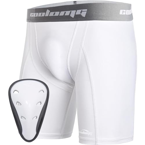 COOLOMG Herren Tiefschutz Suspensorium Kompressionshose Unterwäsche mit Cup für Kampfsport Handball Football Taekwondo weiß L COOLOMG Herren Tiefschutz Suspensorium Kompressionshose Unterwäsche mit Cup für Kampfsport Handball Football Taekwondo weiß L von COOLOMG