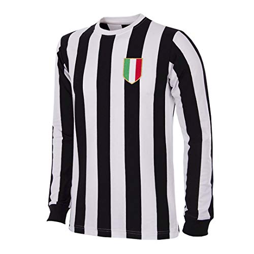 COPA Herren Juventus FC 1951-52 Retro Fußball Shirt Retro Fußball Rundhals T-Shirt XL schwarz/weiß von COPA